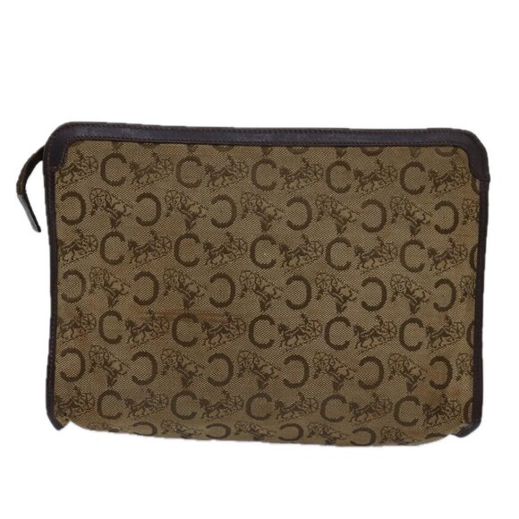 CELINE C Macadam Canvas Clutch Bag Beige Auth - Picture 3 of 16